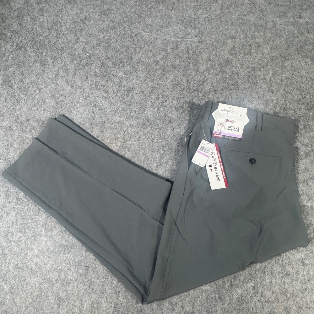 Grand Slam Mens Performance Golf Pants Grey Stretch 360 Active Waistband 38x30